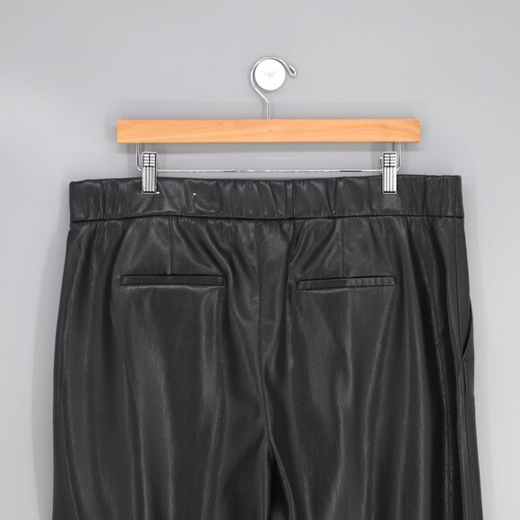 CHICO'S Black Faux Leather Cutwork Lace Wide Leg Ankle Pants Size 14 - Picture 6 of 10